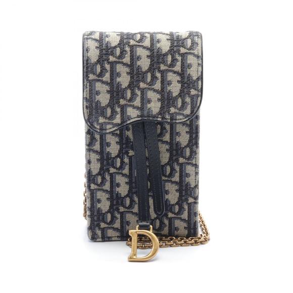 Dior Trotter Phone Holder Shoulder Bag Navy Blue Grey - Picture 1 of 5